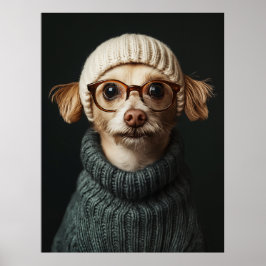 Poster Cachorro-na moda com roupa confortável