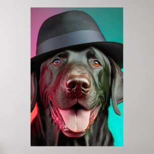 Poster Cachorro Negro Labrador Cachorro de Fedora Colorid