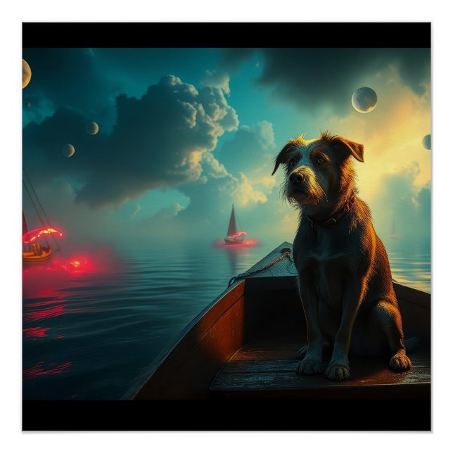 Póster Cachorro no barco (Frente)