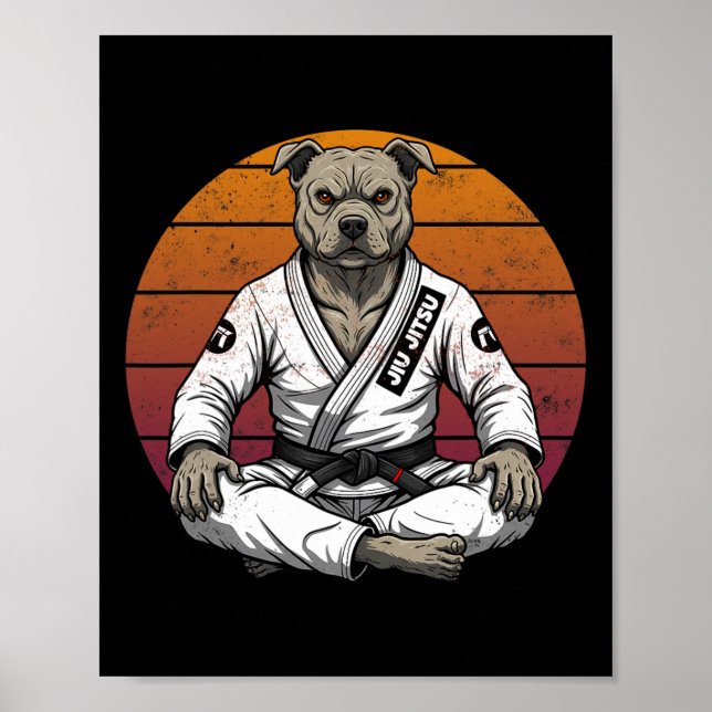 Poster Cachorro Novato Funny Brasileiro Jiu Jitsu Retro G (Frente)