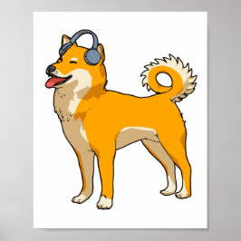 Poster Cachorro ouvindo música