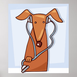 Poster Cachorro ouvindo música Fones de ouvido engraçados