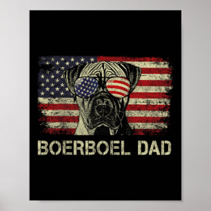 Poster Cachorro Pai Boerboel Passa Bandeira Americana Em