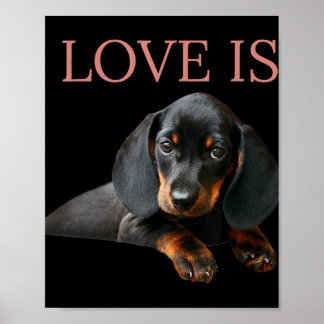 Poster Cachorro Pai Homens Mulheres Crianças Dando Doxie