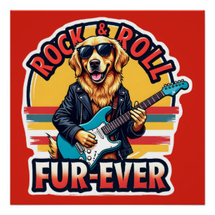 Póster Cachorro para o Ouro de Rock e Roll