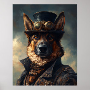 Poster Cachorro Pastor Alemão Steampunk de Cartola