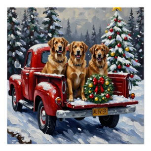 Póster Cachorro Pastor da Anatólia Natal Caminhão Vermelh
