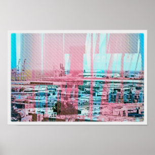 Póster Cachorro patenteando Panorama na cidade de São Fra