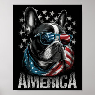 Poster Cachorro Patriótico Francês Bandeira Americana 4 D
