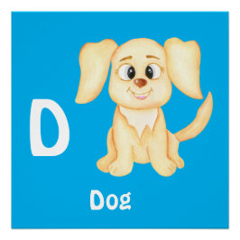 Póster Cachorro personaliza ABC: Letra D - Adicione seu N