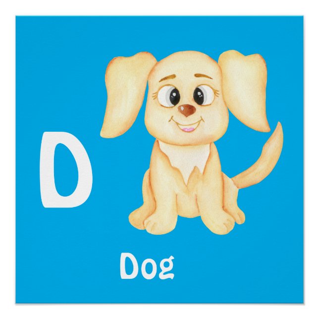 Póster Cachorro personaliza ABC: Letra D - Adicione seu N (Frente)