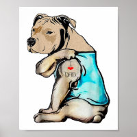 Cachorro Pitbull Eu Adoro Pai Tatuando Família Eng