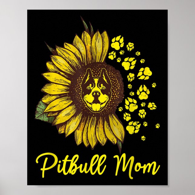 Poster Cachorro Pitbull Tatuagem Eu Amo Mamãe Tatuada Lov (Frente)