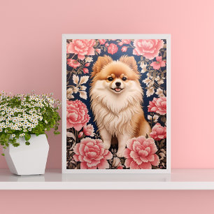 Poster Cachorro Pomeraniano Cachorro Rosa