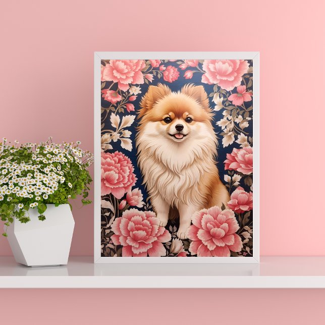 Poster Cachorro Pomeraniano Cachorro Rosa (Criador carregado)