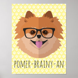 Póster Cachorro Pomerano Em Óculos De Nerd | POMER-BRAINY