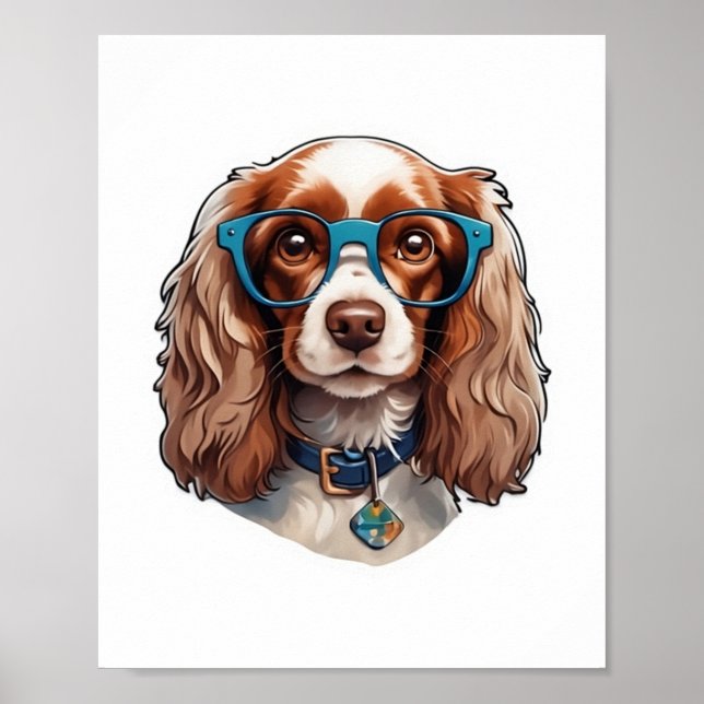 Poster Cachorro Pooch Cute Engraçado Estudo de Óculos Eng (Frente)