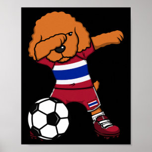 Poster Cachorro Poodle Dabbing Camisa de Fã de Futebol da