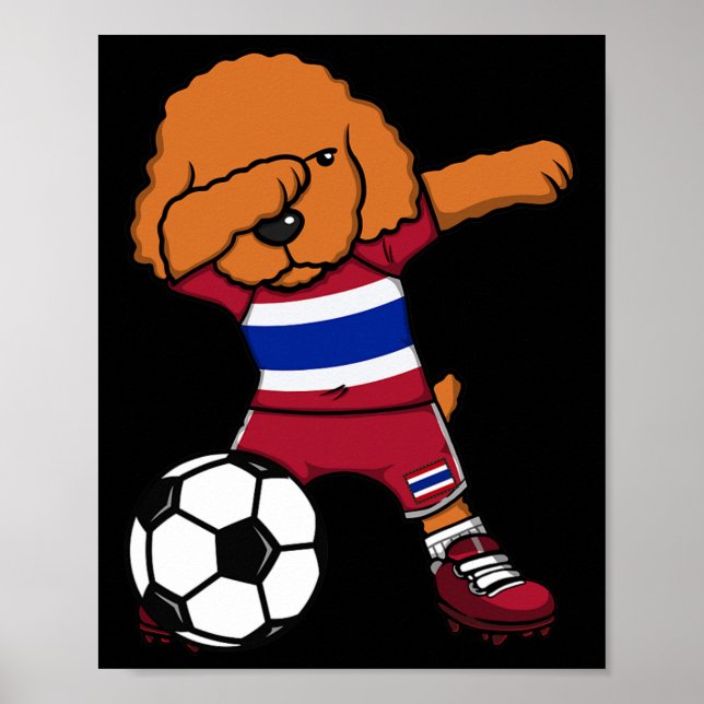 Poster Cachorro Poodle Dabbing Camisa de Fã de Futebol da (Frente)