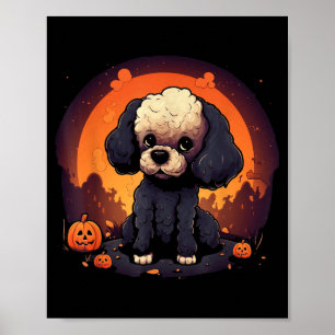 Poster Cachorro Poodle Halloween Homens Mulheres Crianças