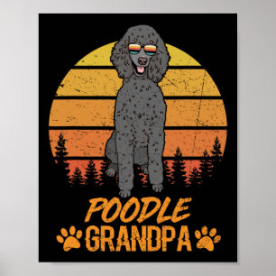 Poster Cachorro Poodle Padrão Preto Legal Vovô Dia dos Pa