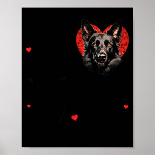 Poster Cachorro preto fofo do Pastor Alemão Dia dos Namor