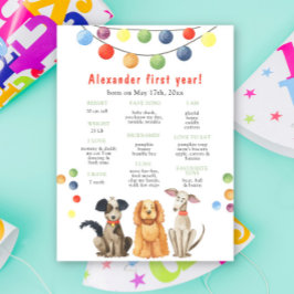 Poster Cachorro Primeiro Aniversário Milestone Aniversári