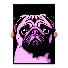 Poster Cachorro Pug Colorido Pop Art Moderno Chic Estétic
