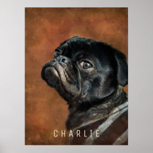 Poster Cachorro Pug Preto