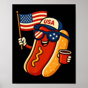 Poster Cachorro Quente 4 De Julho Roupa Divertida Patriót