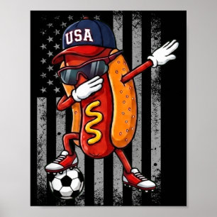 Poster Cachorro Quente Dabbing Futebol Engraçado Meninos