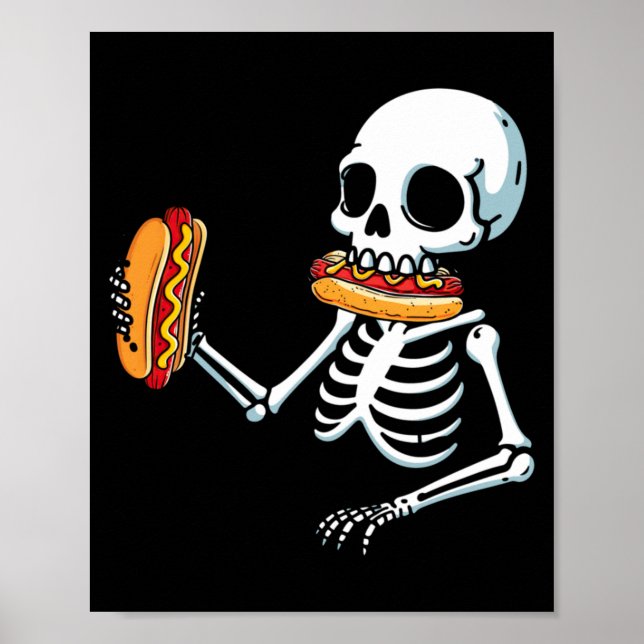 Poster Cachorro Quente de Esqueleto Halloween (Frente)