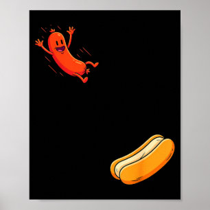 Poster Cachorro-quente engraçado saltando para dentro do