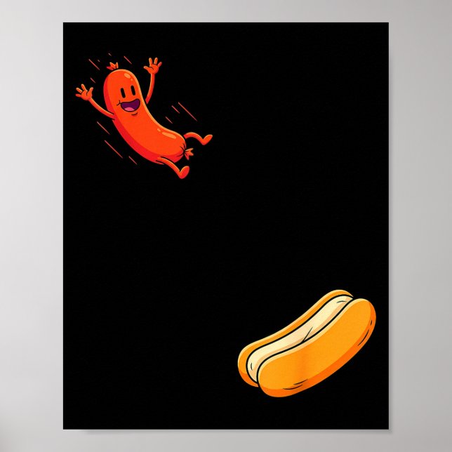 Poster Cachorro-quente engraçado saltando para dentro do  (Frente)