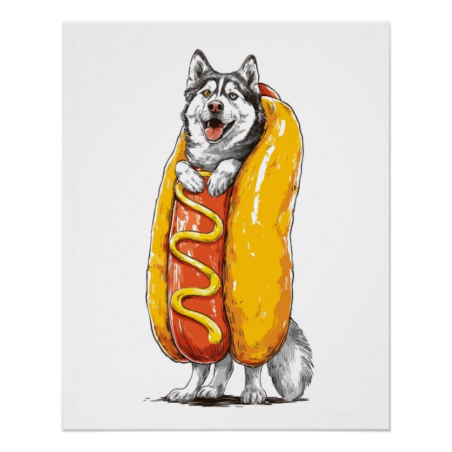 Póster Cachorro Quente Husky � Fantasia de Comida Diverti (Frente)