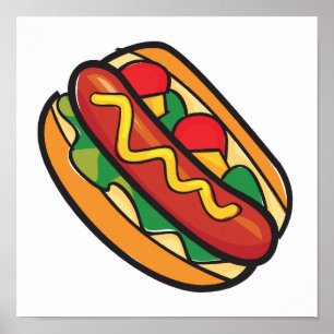 Póster cachorro quente no pão