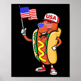 Poster Cachorro Quente Patriótico Bandeira Americana Usa 