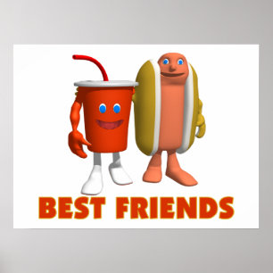Póster Cachorro quente & soda dos melhores amigos