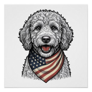 Póster Cachorro Rabiscado Patriótico Desenho Vetorial Ant