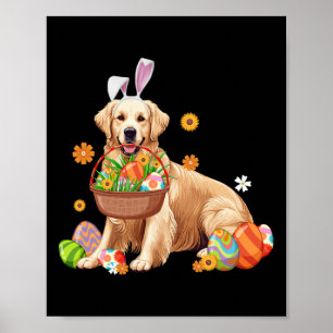 Poster Cachorro Retriever Dourado Coelho Ovos de Páscoa E