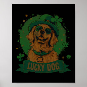 Poster Cachorro Retriever Dourado - Dia de São Patrício S