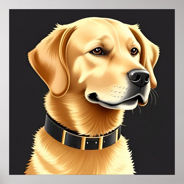 Poster Cachorro Retriever Dourado Usando uma Coleira de C (Frente)
