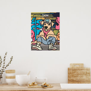 Poster Cachorro Retroativo da Rua Relaxada Engraçado
