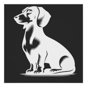 Póster Cachorro Salsicha Bonito Estilo Caça Pequeno