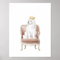 Cachorro Samoyed Vestindo Coroa Real