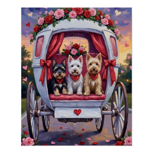 Póster Cachorro Scottish Terrier Dia dos Namorados (Frente)
