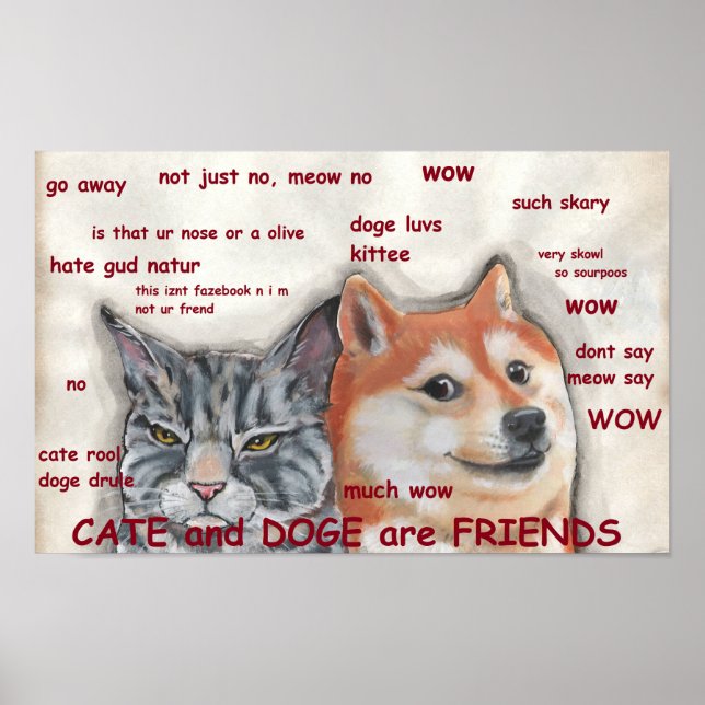 Poster Cachorro Shiba Inu Coge Meme Amigos Engraçados E H (Frente)