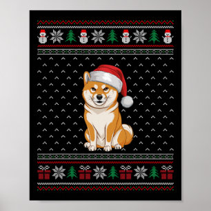 Poster Cachorro Shiba Inu Vestindo o Amor de Papai Noel F