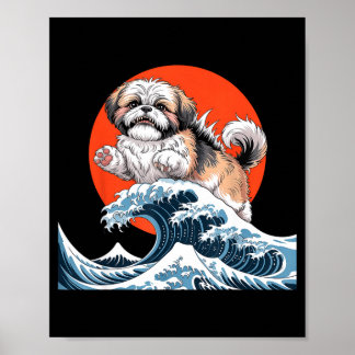 Poster Cachorro shih tzu cão shihtzu arte japonesa shitzh
