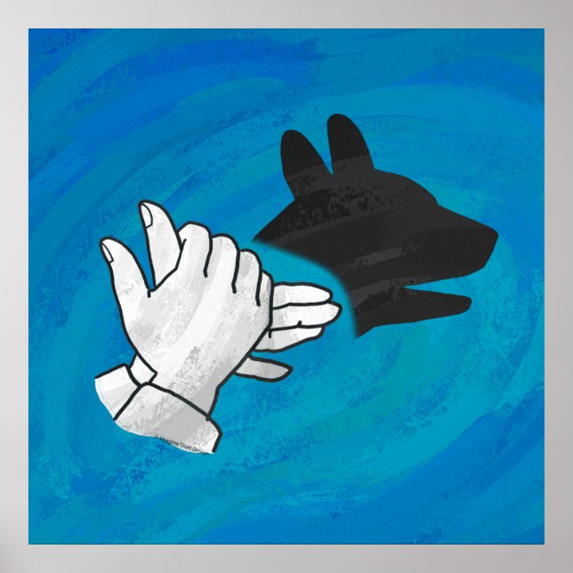 Póster Cachorro Sombra em Azul (Frente)